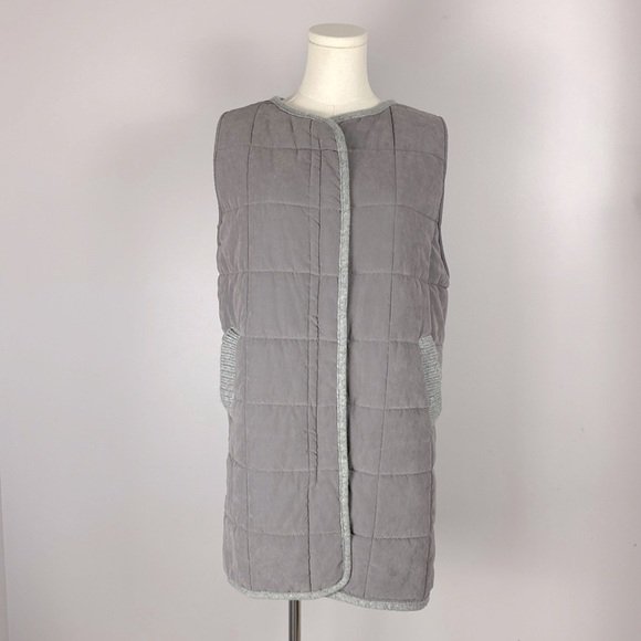 T H Company Unisex Quilted Long Vest with Knit Back - Picture 1 of 11